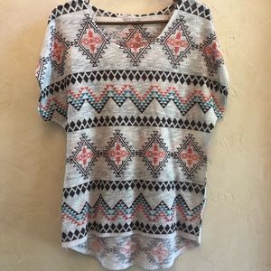 Aztec boho tribal cap sleeve top